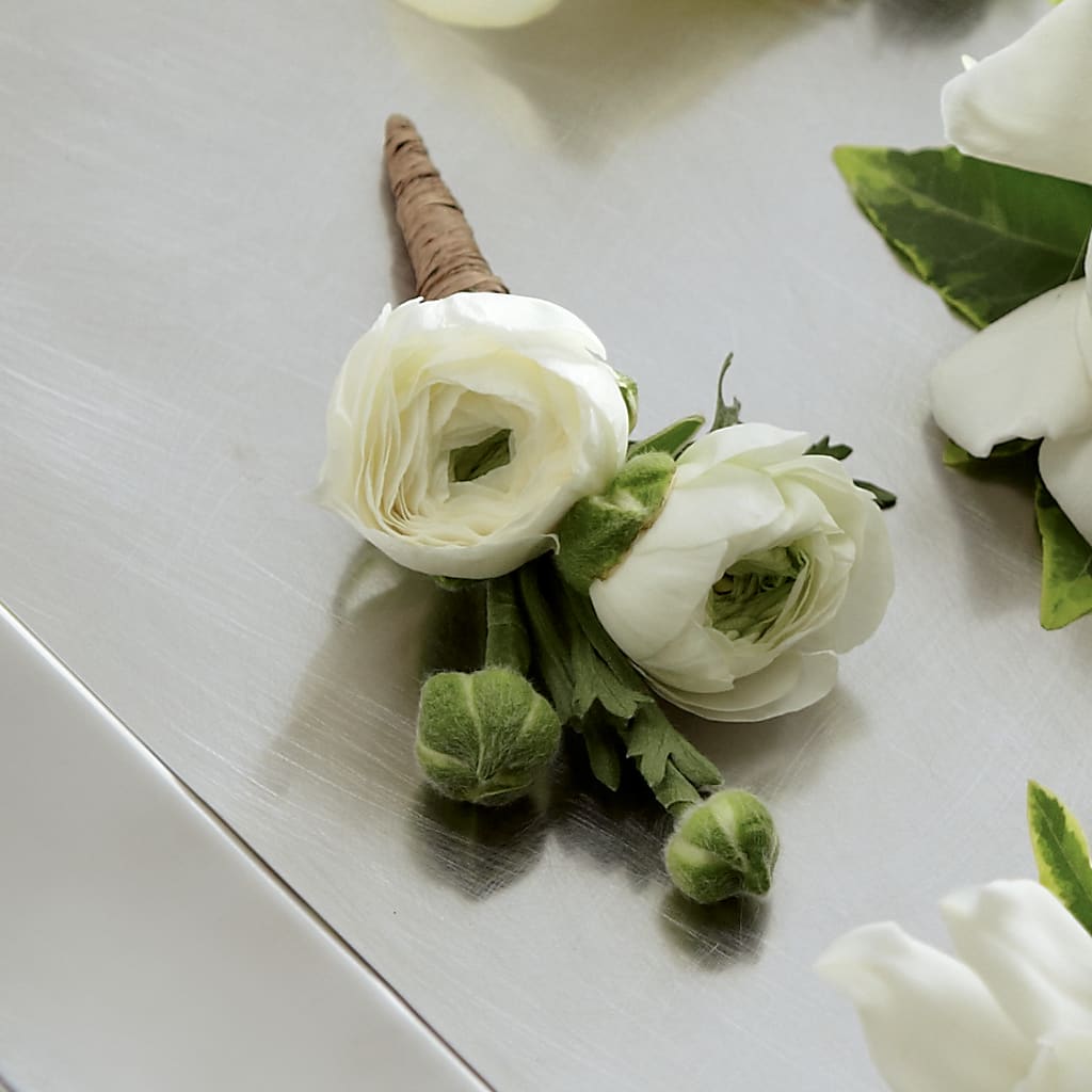 White Ranunculus Boutonniere